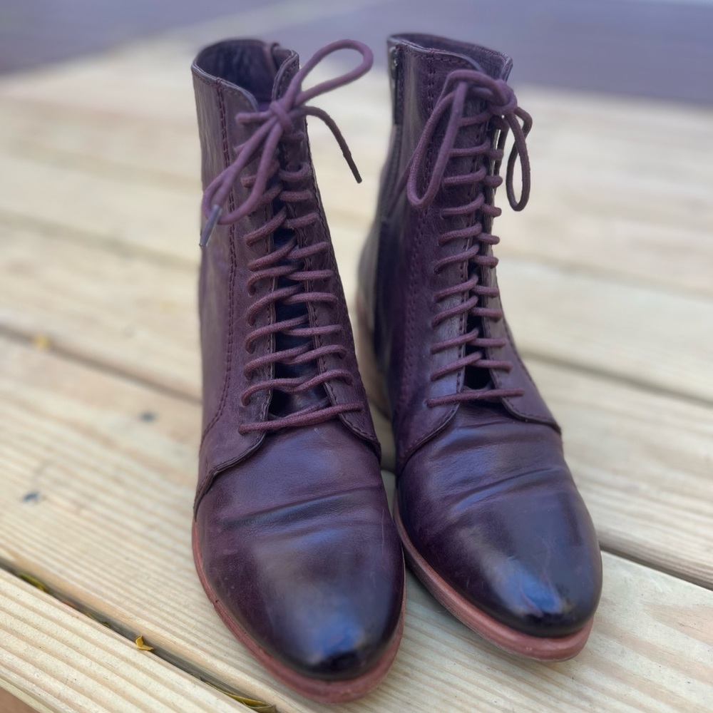 KDB KELSI DAGGER BROOKLYN WOMEN'S US9,5 LEATHER CAMEL LACE UP ANKLE BOOTS